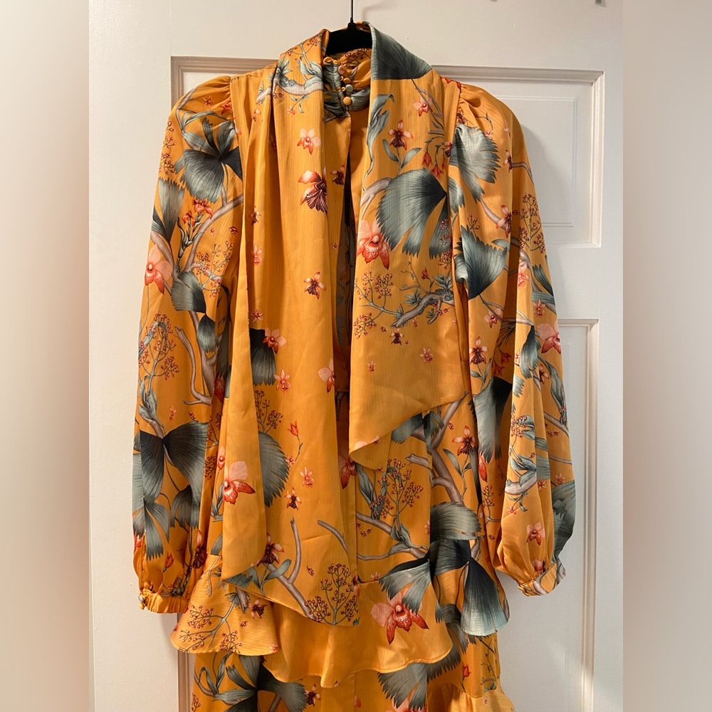 Johanna Ortiz X H&M Orange Floral Maxi Dress / Gown